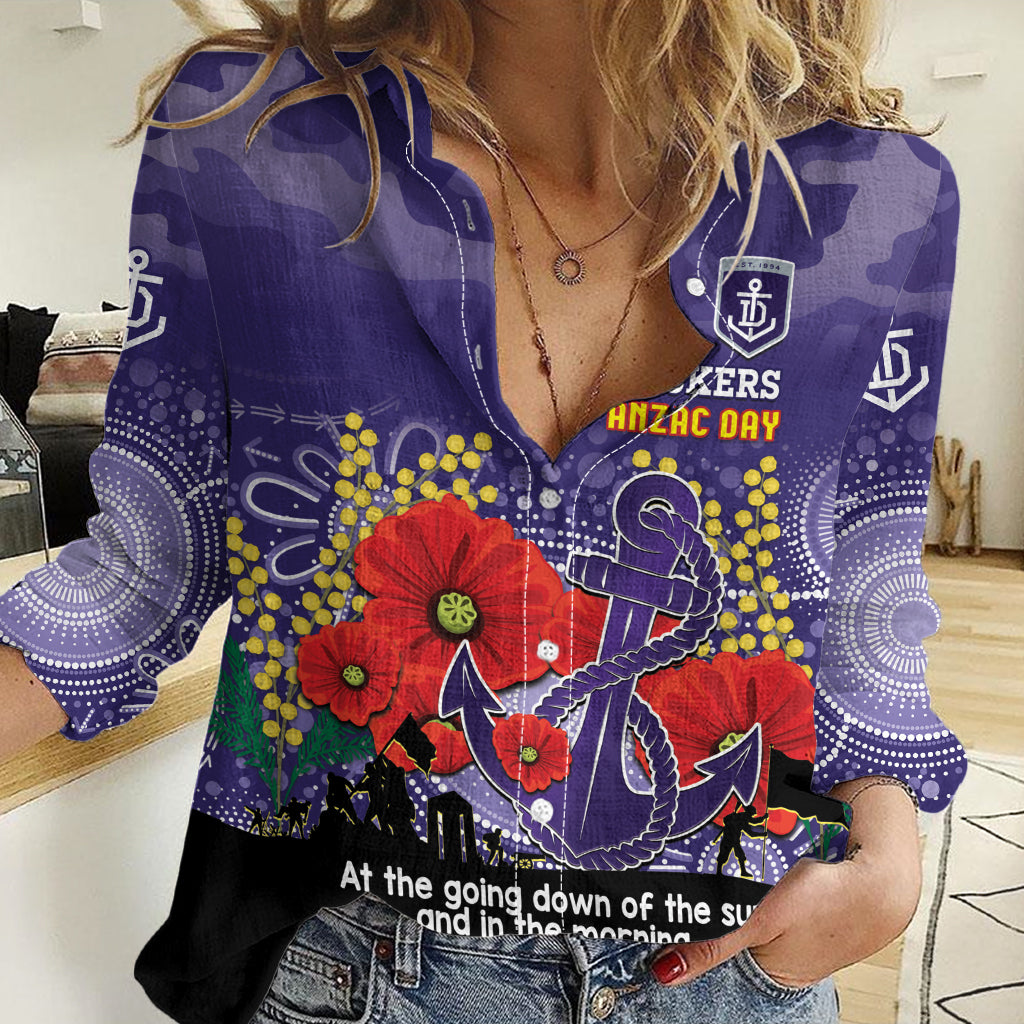 Custom Dockers Football ANZAC Women Casual Shirt Gallipoli Camouflage With Poppies - Vibe Hoodie Shop