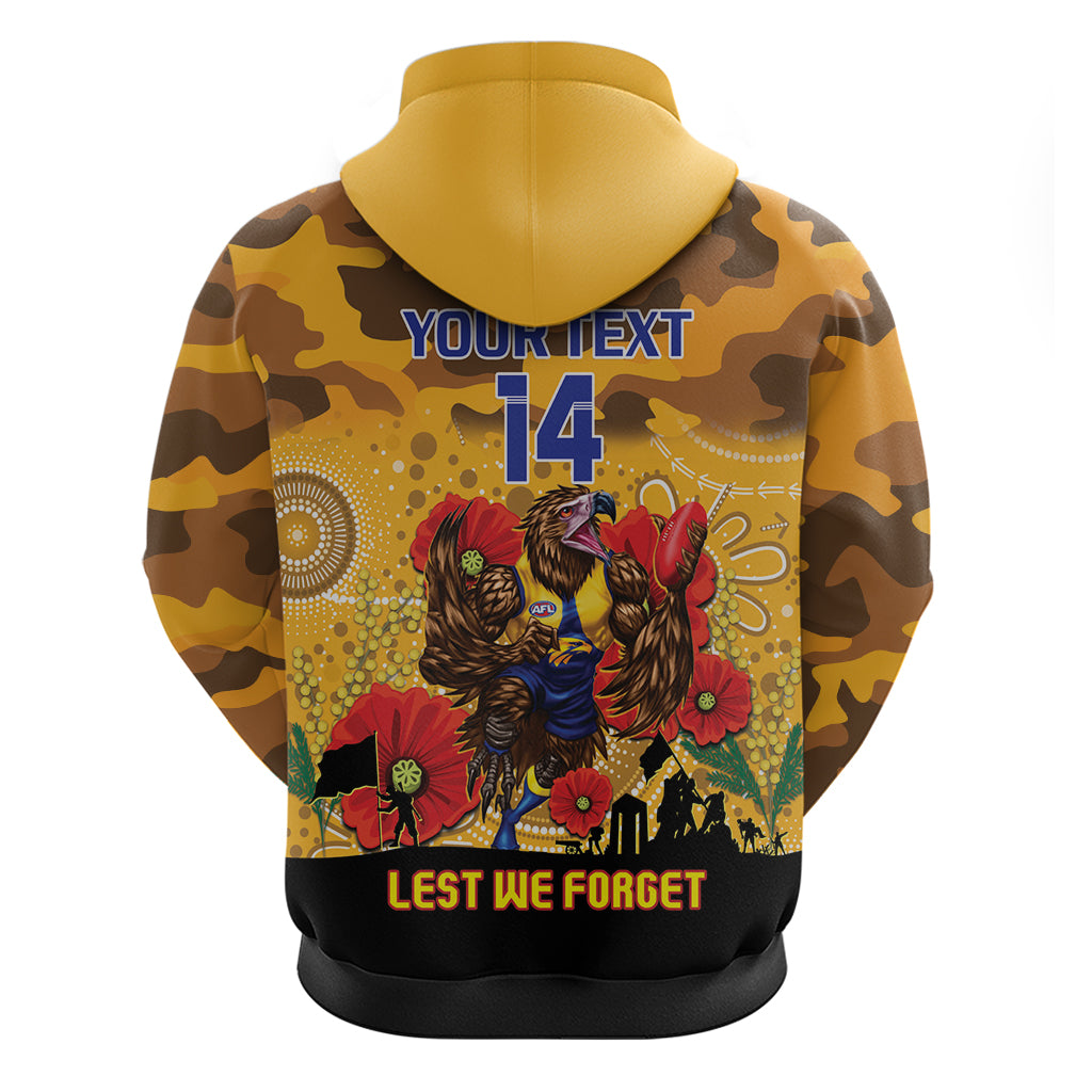 Custom Eagles Football ANZAC Hoodie Gallipoli Camouflage With Poppies - Vibe Hoodie Shop