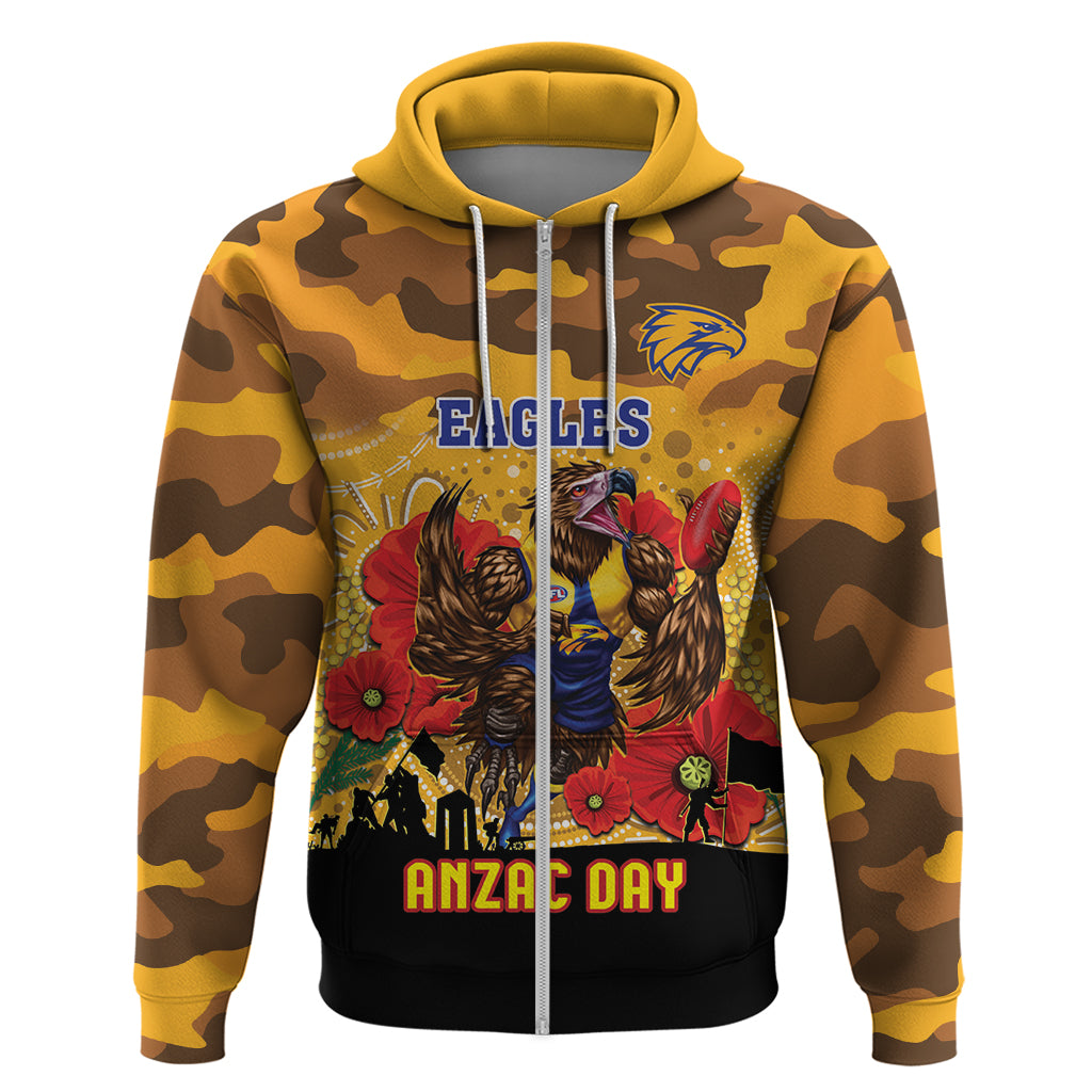 Custom Eagles Football ANZAC Hoodie Gallipoli Camouflage With Poppies - Vibe Hoodie Shop