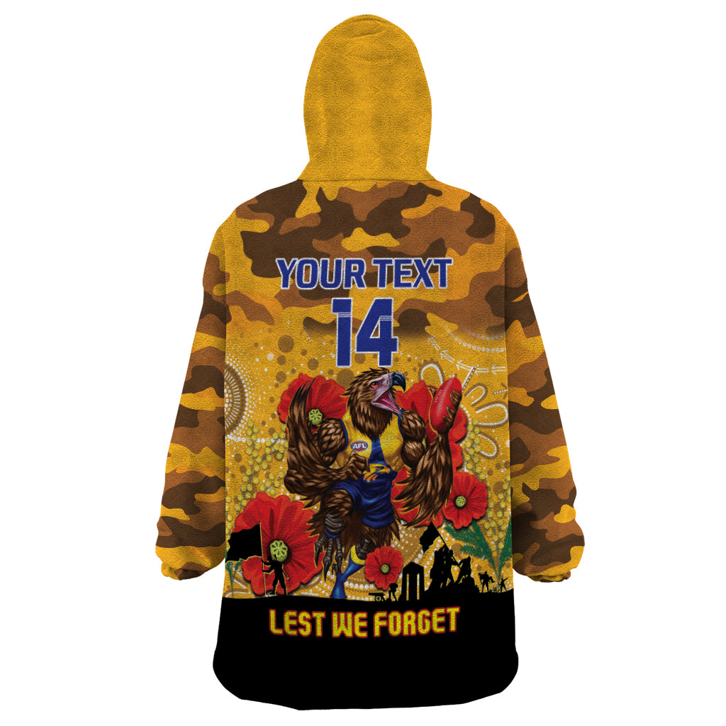 Custom Eagles Football ANZAC Wearable Blanket Hoodie Gallipoli Camouflage With Poppies - Vibe Hoodie Shop