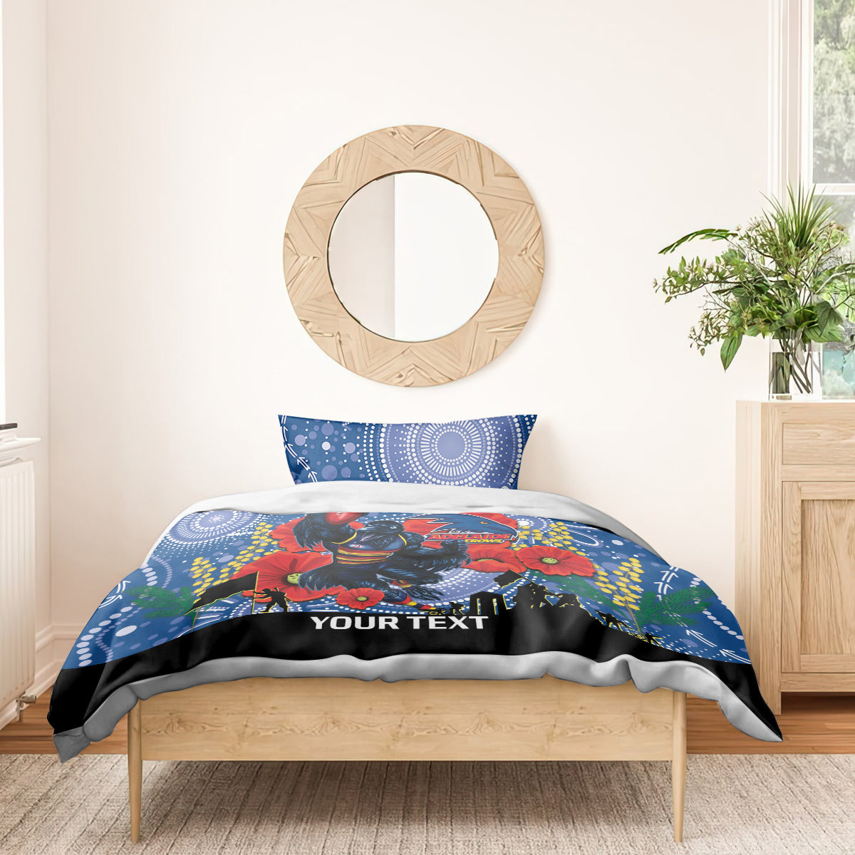 Custom Crows Football ANZAC Bedding Set Gallipoli Camouflage With Poppies - Vibe Hoodie Shop