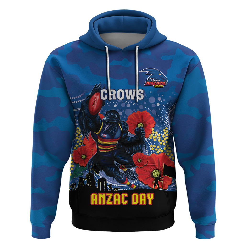 Custom Crows Football ANZAC Hoodie Gallipoli Camouflage With Poppies - Vibe Hoodie Shop
