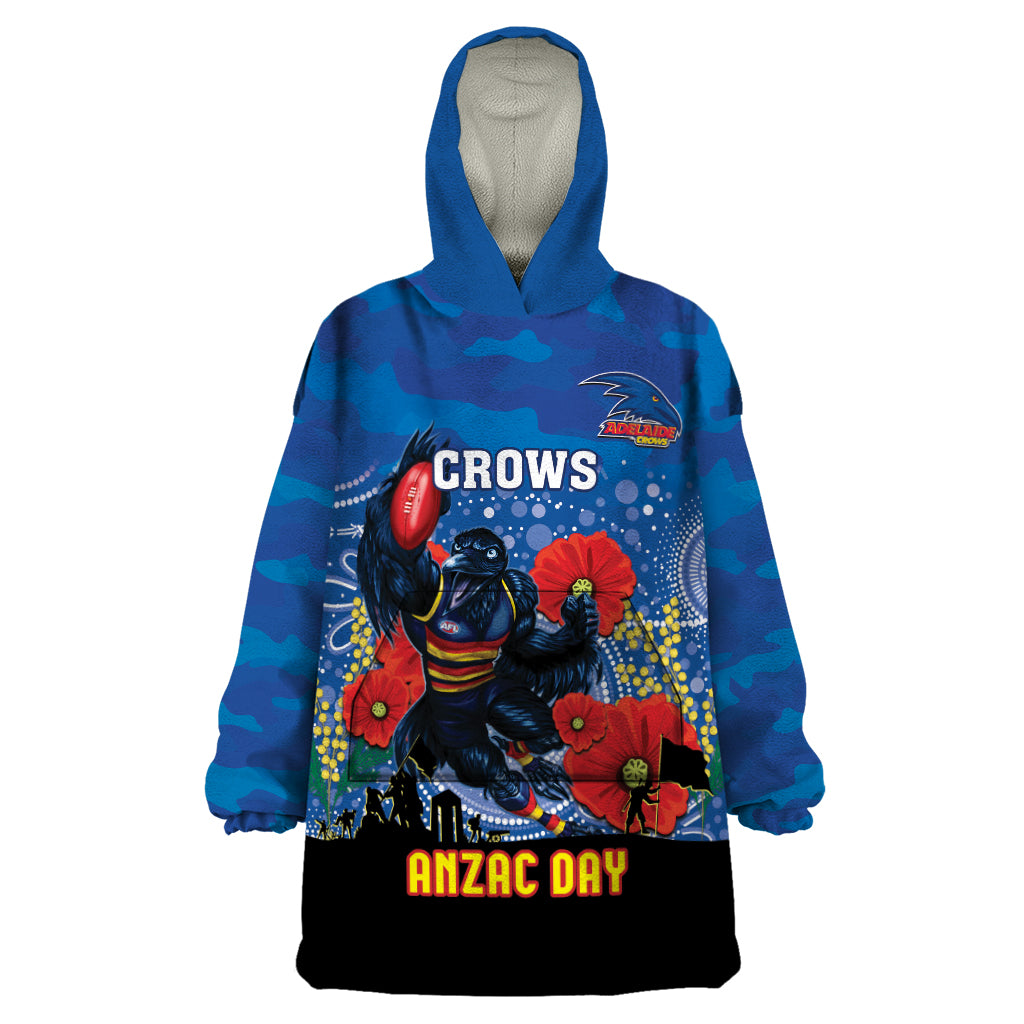 Custom Crows Football ANZAC Wearable Blanket Hoodie Gallipoli Camouflage With Poppies - Vibe Hoodie Shop