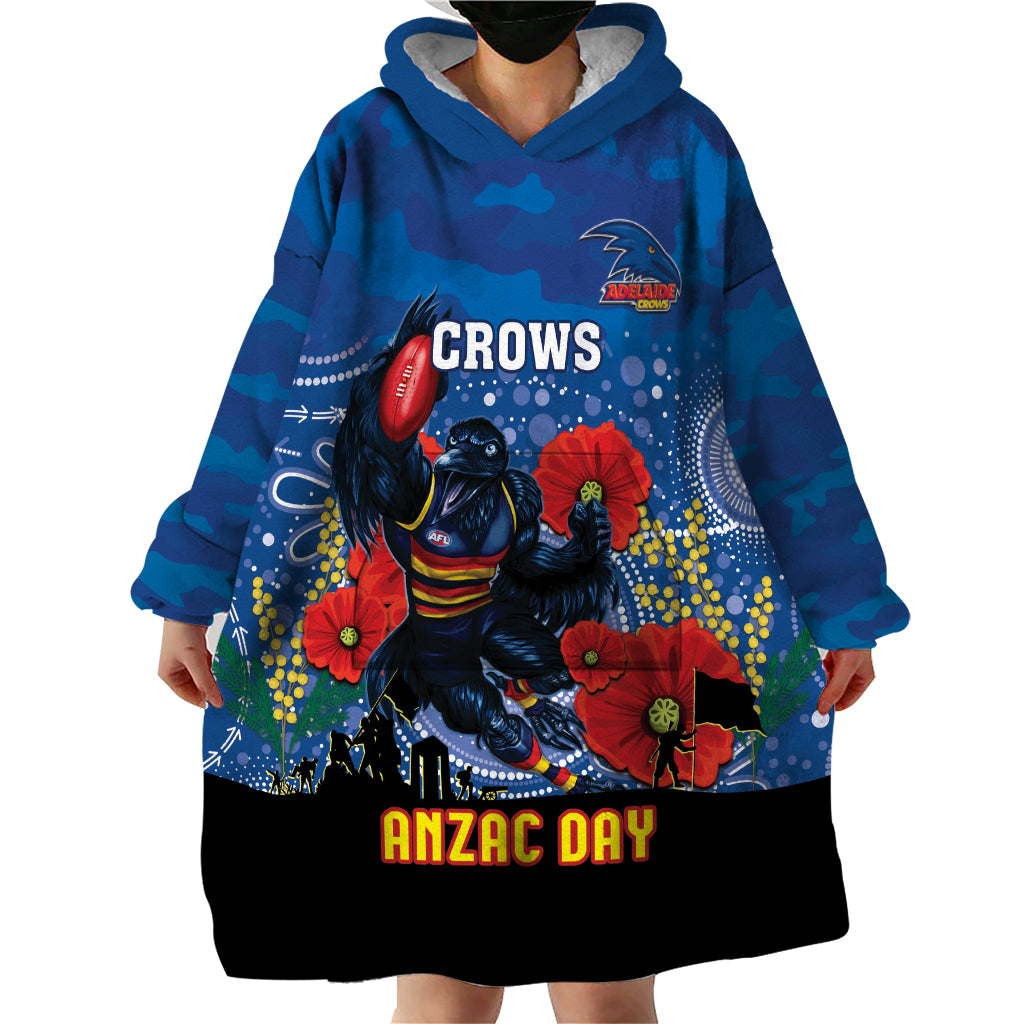 Custom Crows Football ANZAC Wearable Blanket Hoodie Gallipoli Camouflage With Poppies - Vibe Hoodie Shop