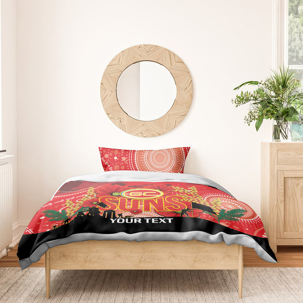 Custom Suns Football ANZAC Bedding Set Gallipoli Camouflage With Poppies - Vibe Hoodie Shop