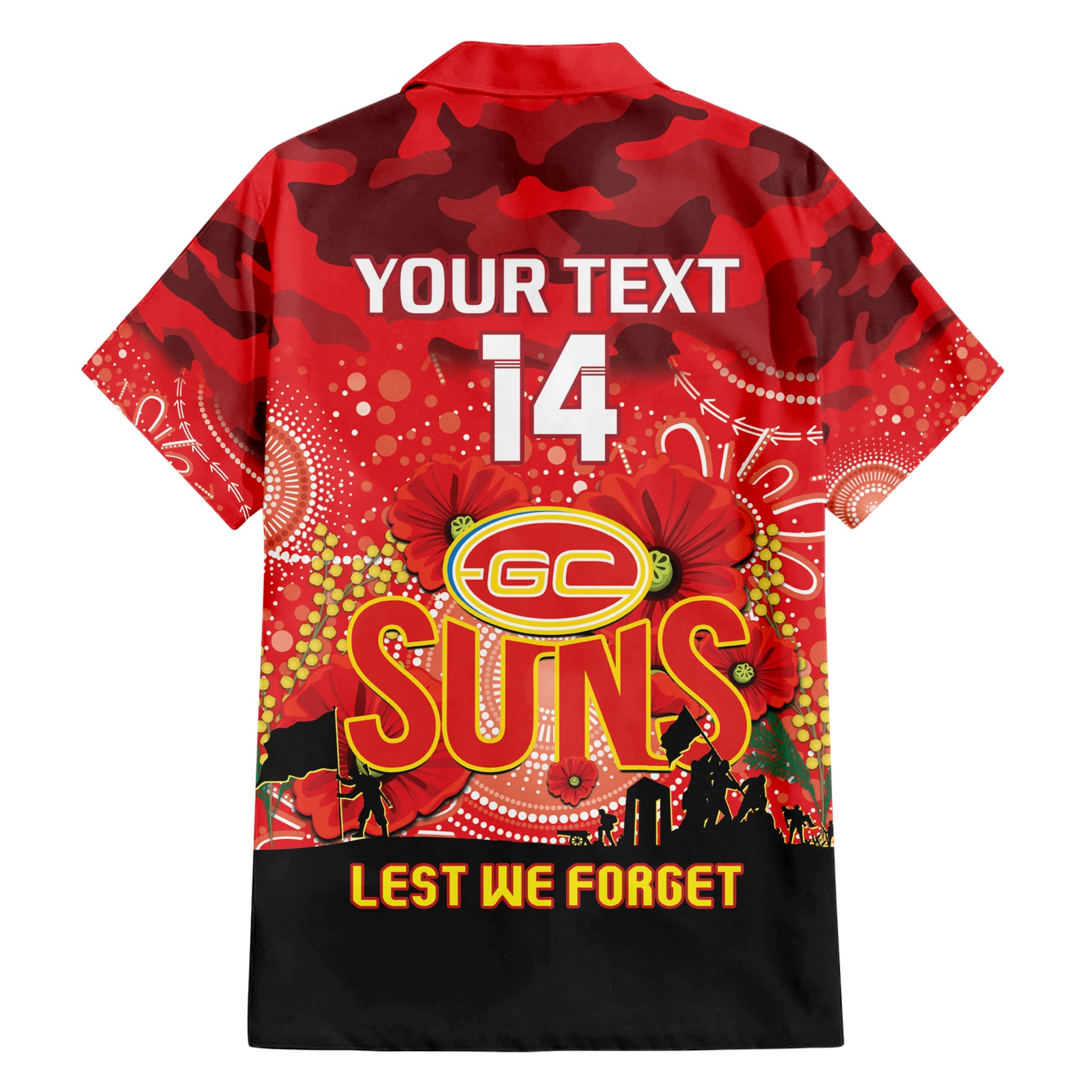 Custom Suns Football ANZAC Hawaiian Shirt Gallipoli Camouflage With Poppies - Vibe Hoodie Shop