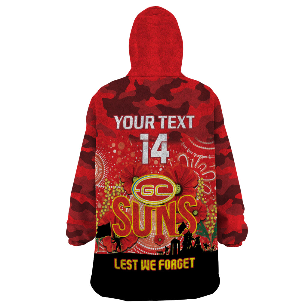 Custom Suns Football ANZAC Wearable Blanket Hoodie Gallipoli Camouflage With Poppies - Vibe Hoodie Shop