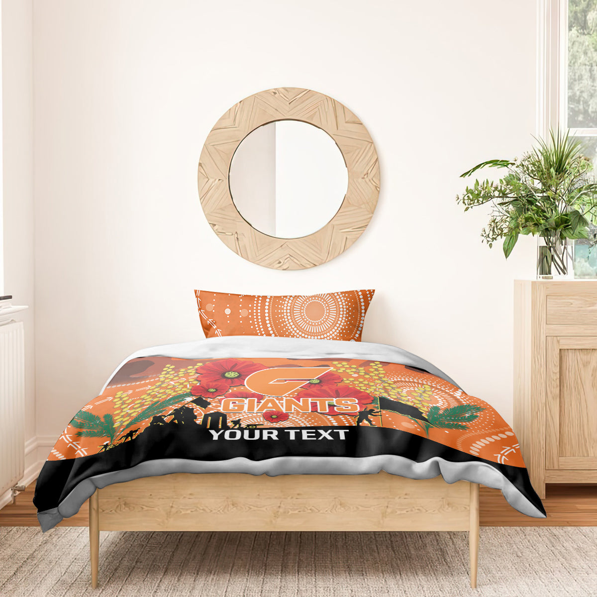 Custom Giants Football ANZAC Bedding Set Gallipoli Camouflage With Poppies - Vibe Hoodie Shop