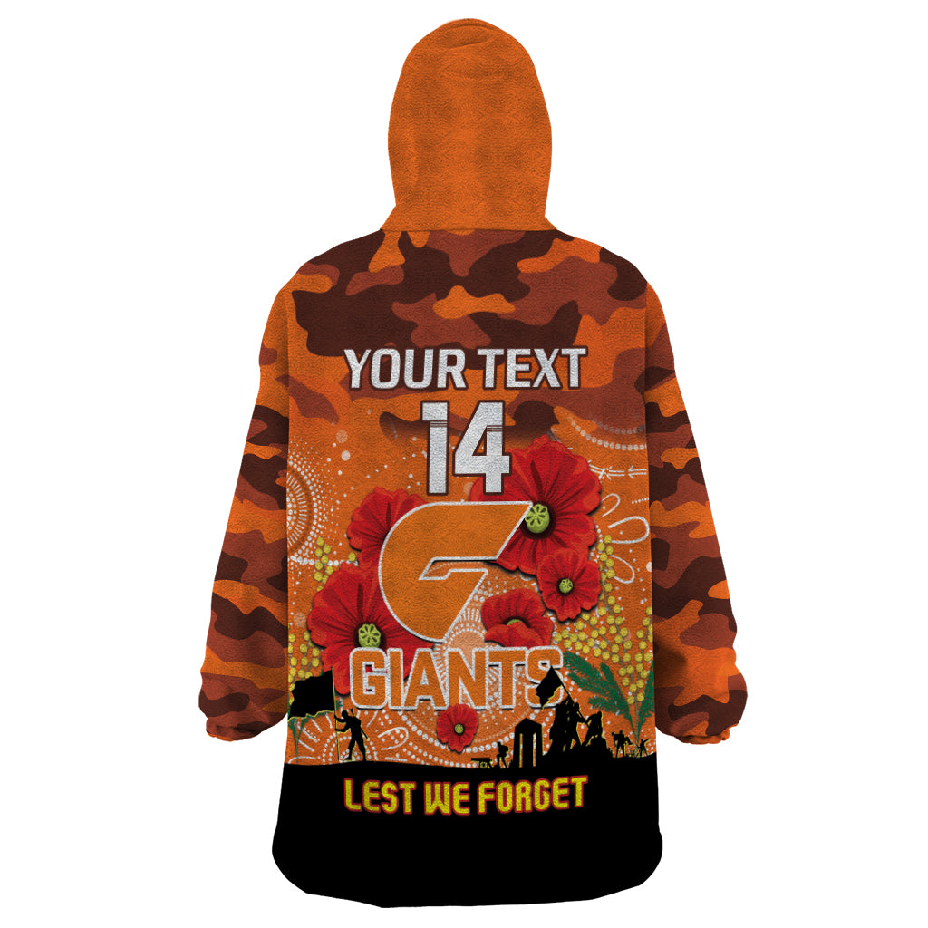 Custom Giants Football ANZAC Wearable Blanket Hoodie Gallipoli Camouflage With Poppies - Vibe Hoodie Shop