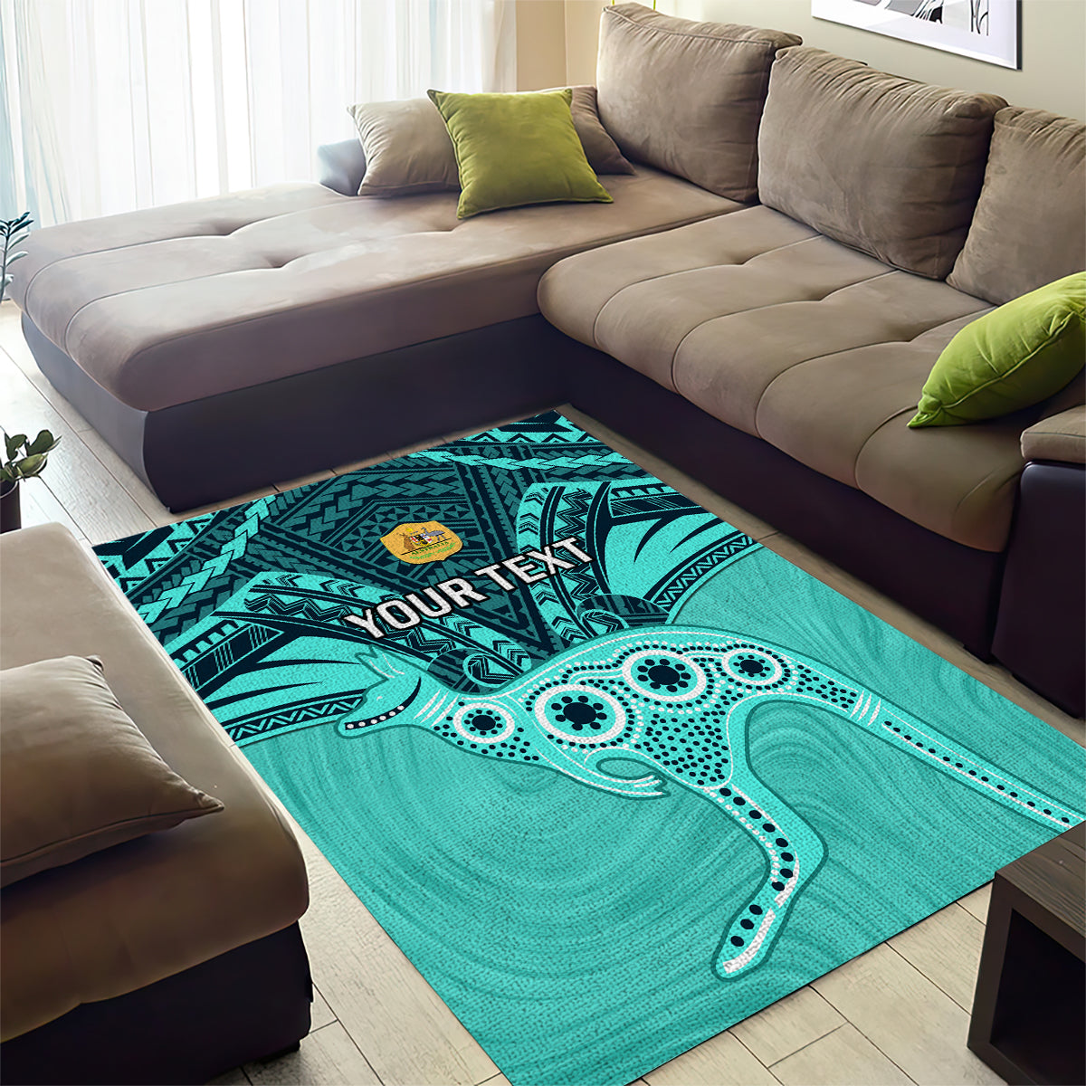 Custom Australia Matildas Area Rug Polynesian Mix Turquoise Marble - Vibe Hoodie Shop