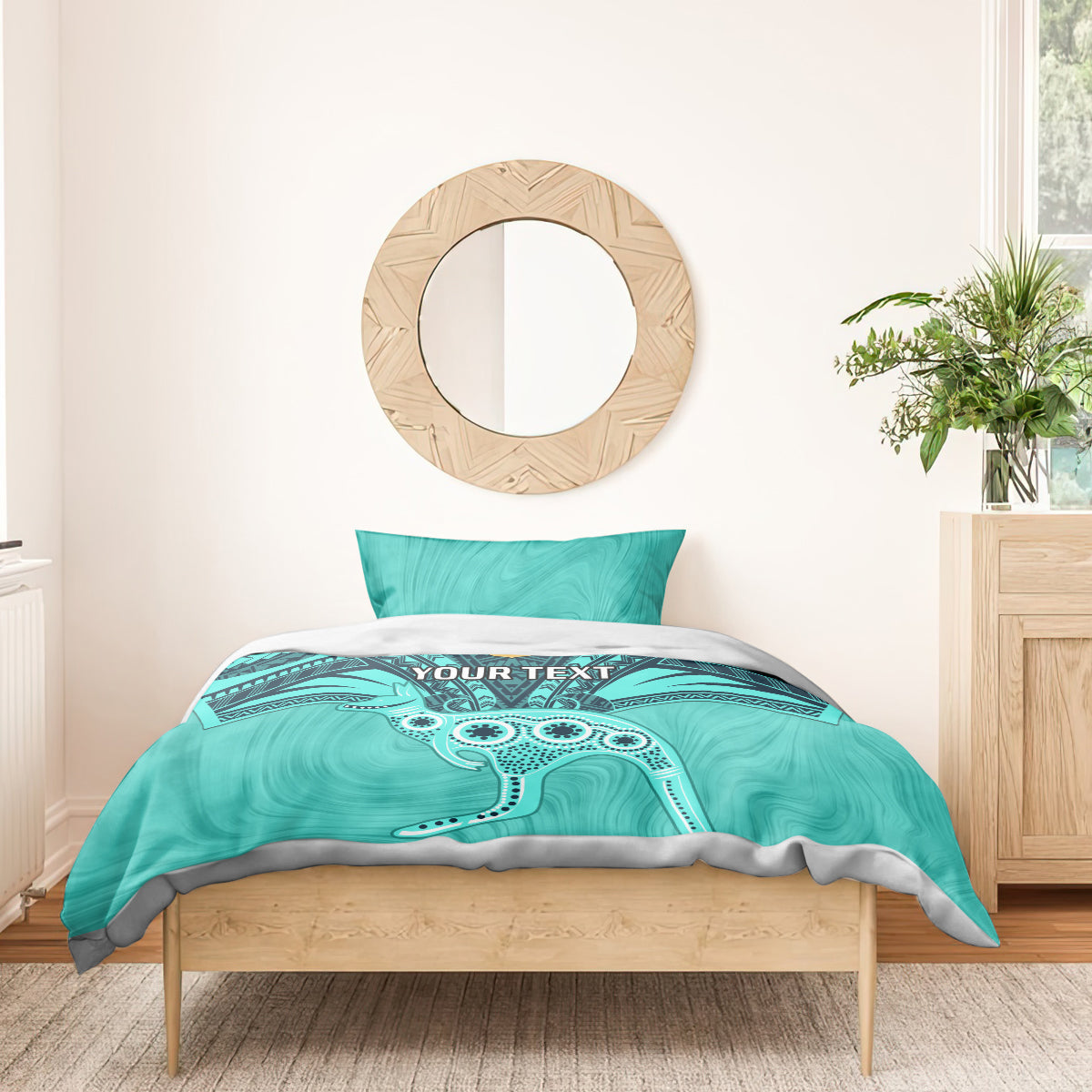 Custom Australia Matildas Bedding Set Polynesian Mix Turquoise Marble - Vibe Hoodie Shop
