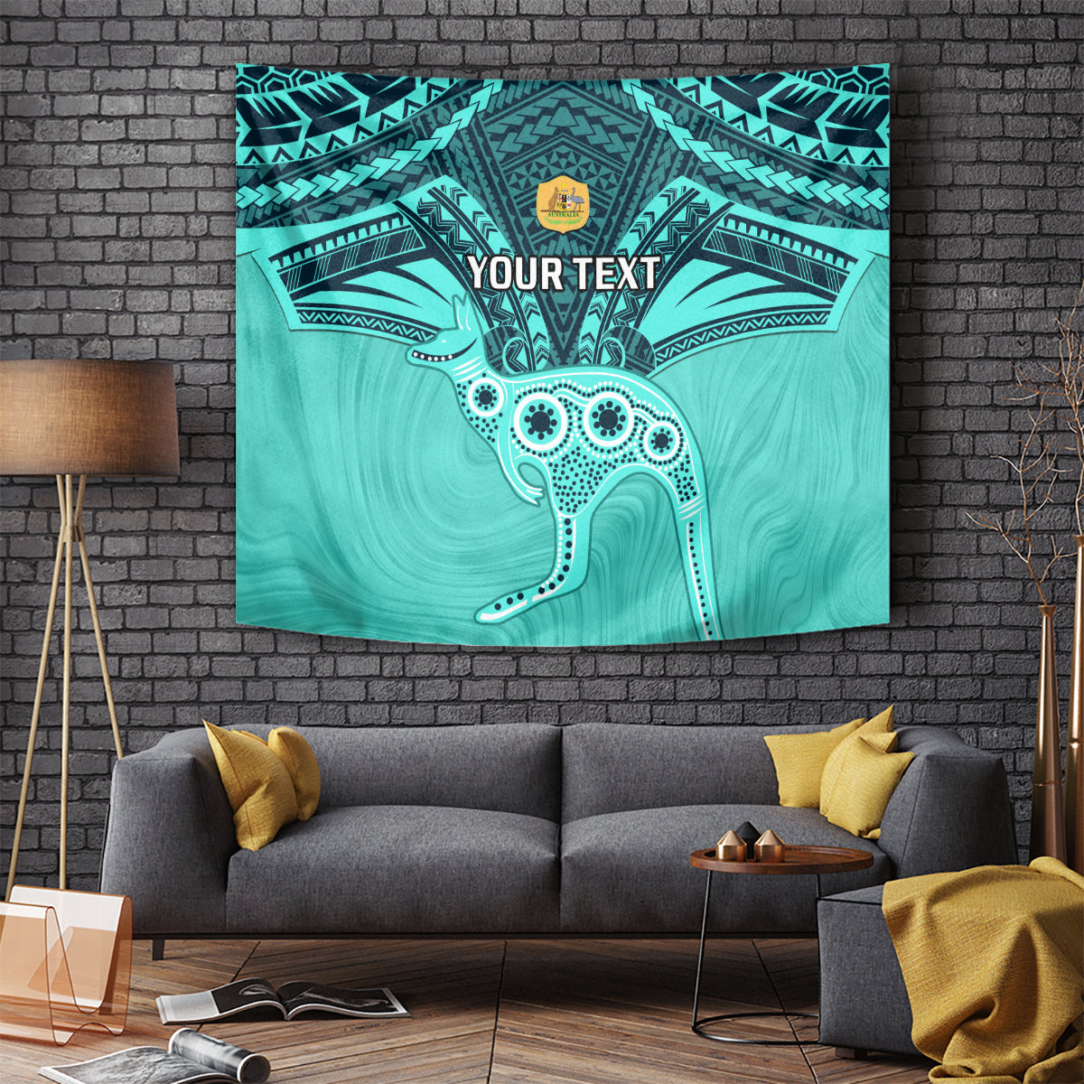 Custom Australia Matildas Tapestry Polynesian Mix Turquoise Marble - Vibe Hoodie Shop