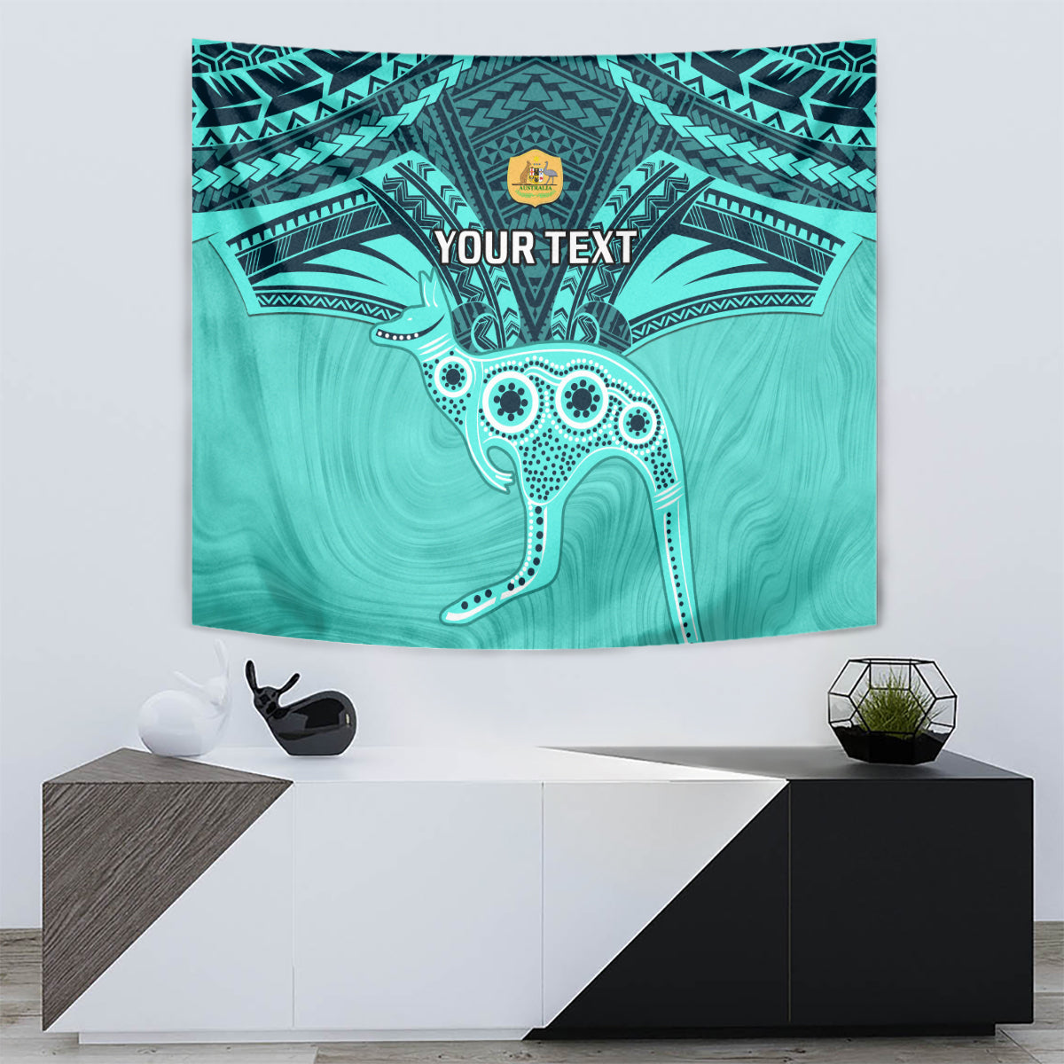 Custom Australia Matildas Tapestry Polynesian Mix Turquoise Marble - Vibe Hoodie Shop