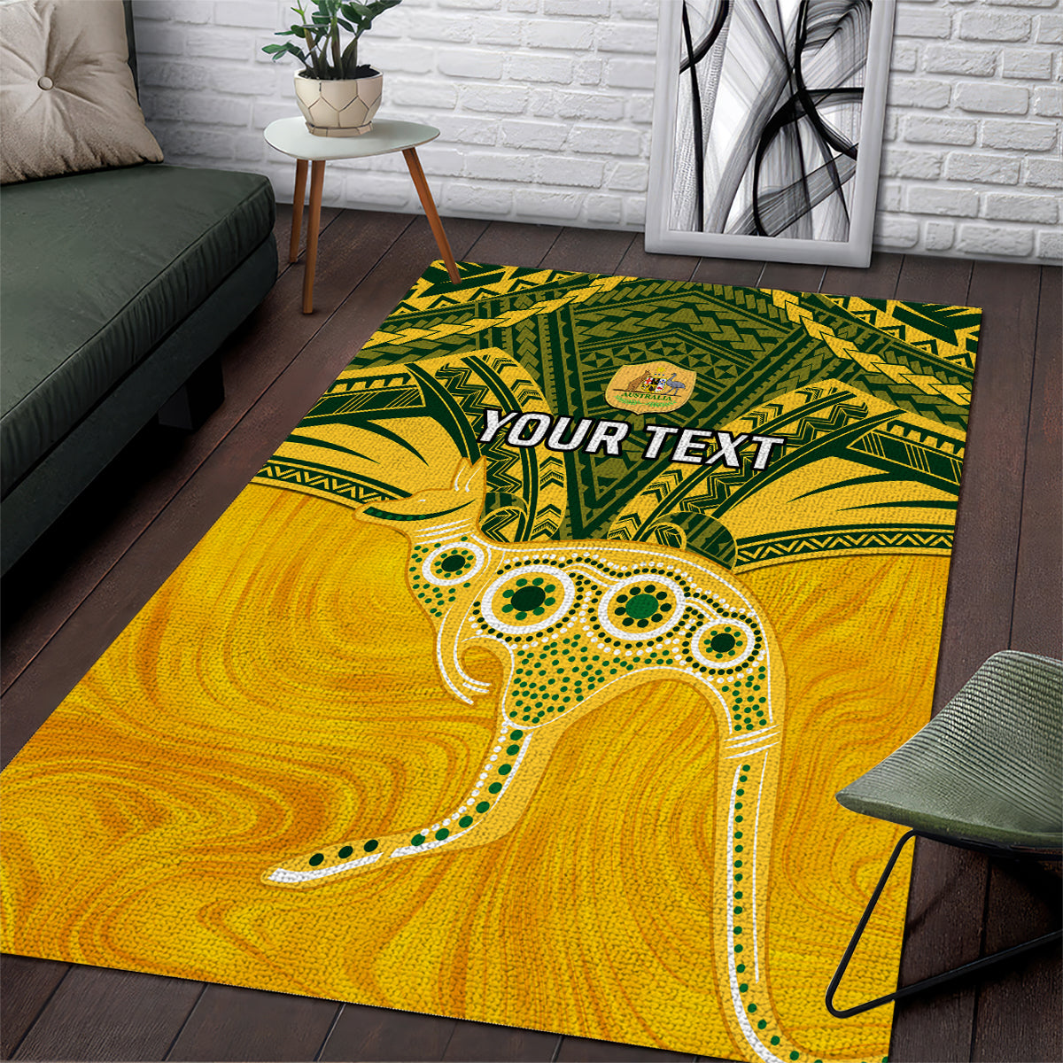 Custom Australia Matildas Area Rug Polynesian Mix Gold Marble - Vibe Hoodie Shop