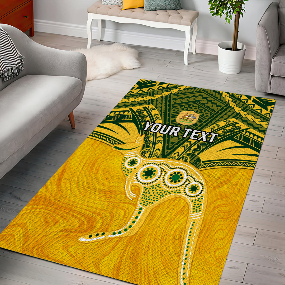 Custom Australia Matildas Area Rug Polynesian Mix Gold Marble - Vibe Hoodie Shop