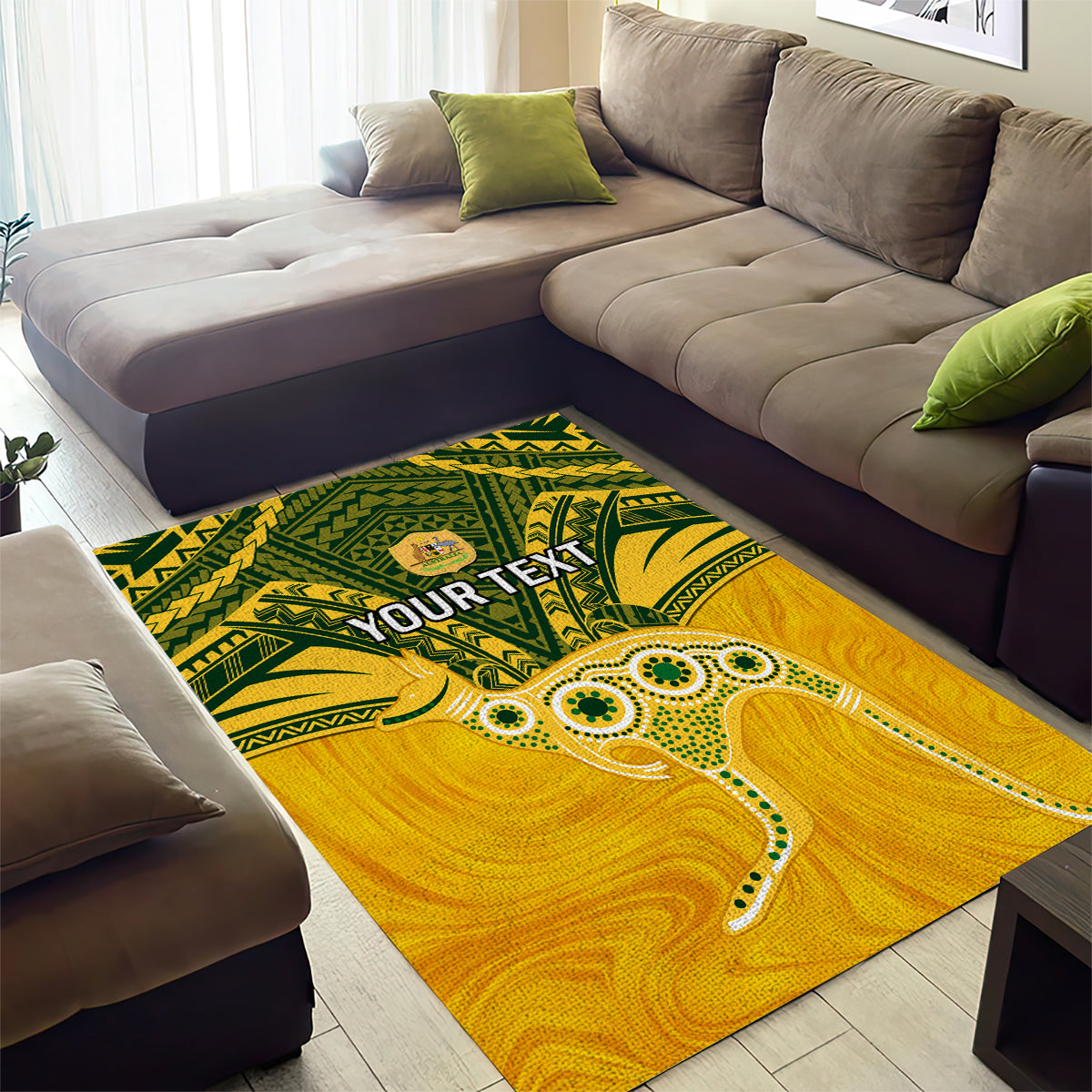 Custom Australia Matildas Area Rug Polynesian Mix Gold Marble - Vibe Hoodie Shop