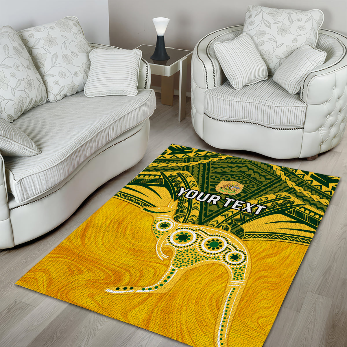 Custom Australia Matildas Area Rug Polynesian Mix Gold Marble - Vibe Hoodie Shop