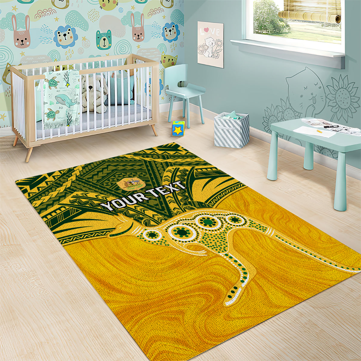 Custom Australia Matildas Area Rug Polynesian Mix Gold Marble - Vibe Hoodie Shop