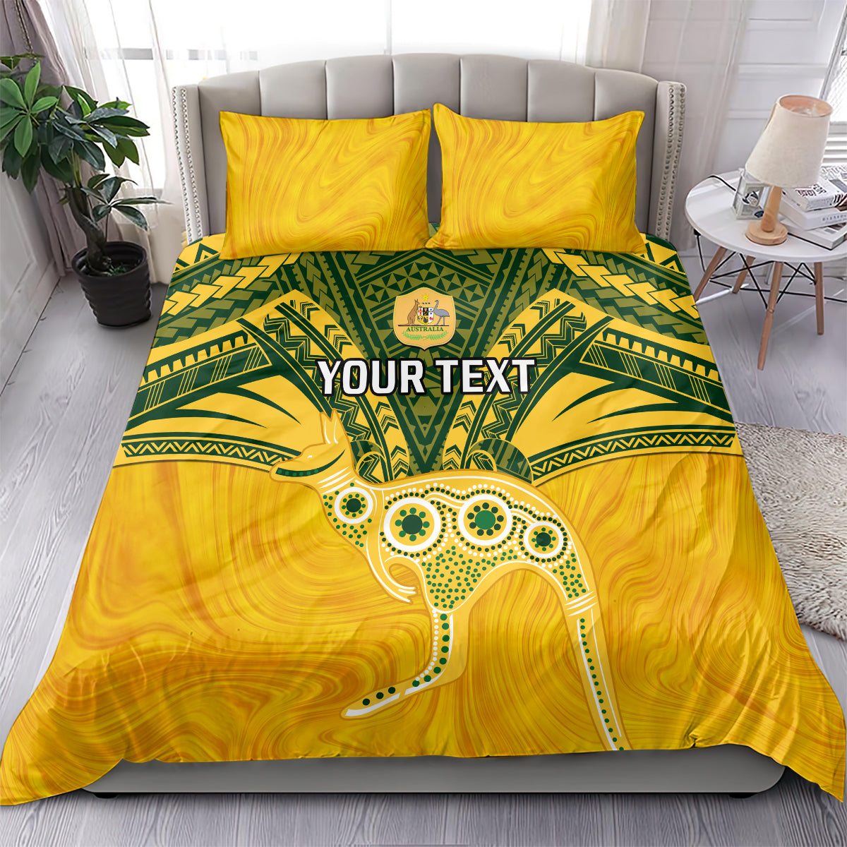 Custom Australia Matildas Bedding Set Polynesian Mix Gold Marble - Vibe Hoodie Shop