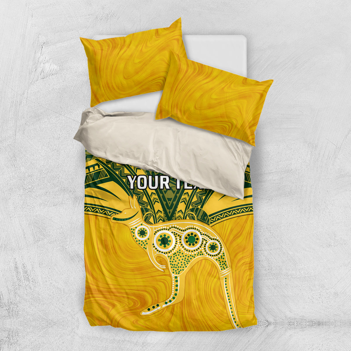 Custom Australia Matildas Bedding Set Polynesian Mix Gold Marble - Vibe Hoodie Shop