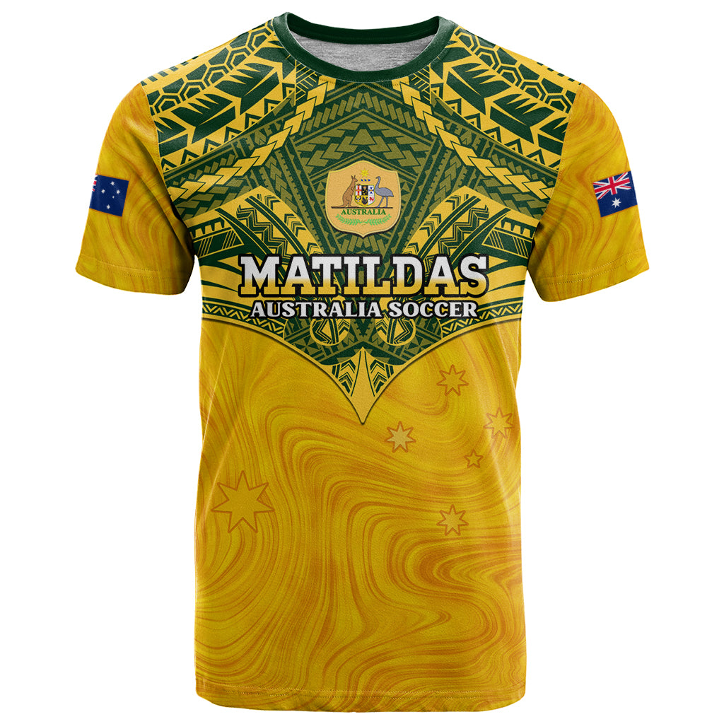 Custom Australia Matildas T Shirt Polynesian Mix Gold Marble - Vibe Hoodie Shop