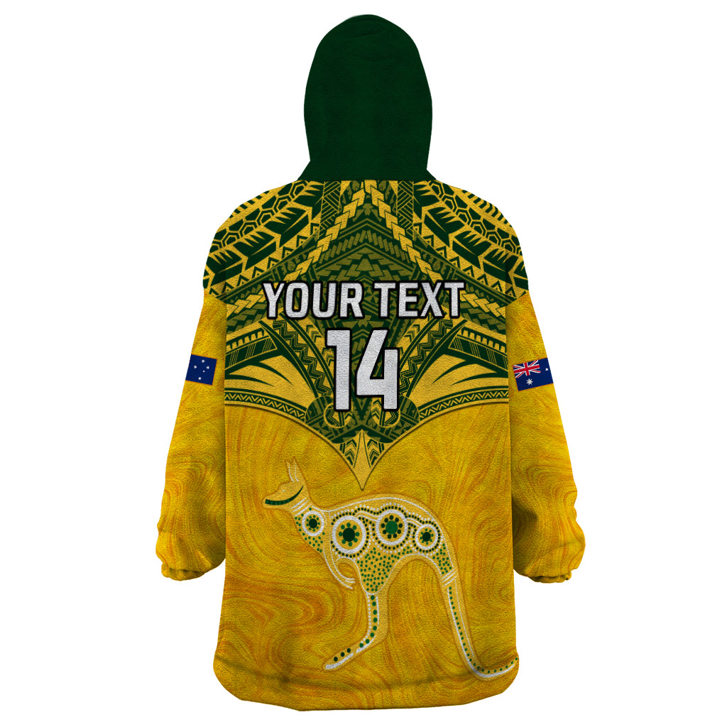 Custom Australia Matildas Wearable Blanket Hoodie Polynesian Mix Gold Marble - Vibe Hoodie Shop