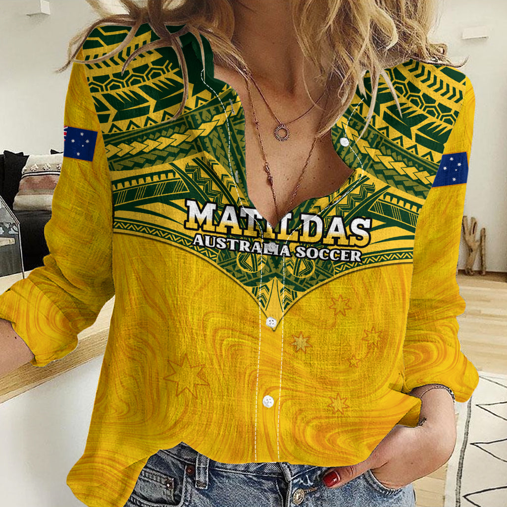 Custom Australia Matildas Women Casual Shirt Polynesian Mix Gold Marble - Vibe Hoodie Shop
