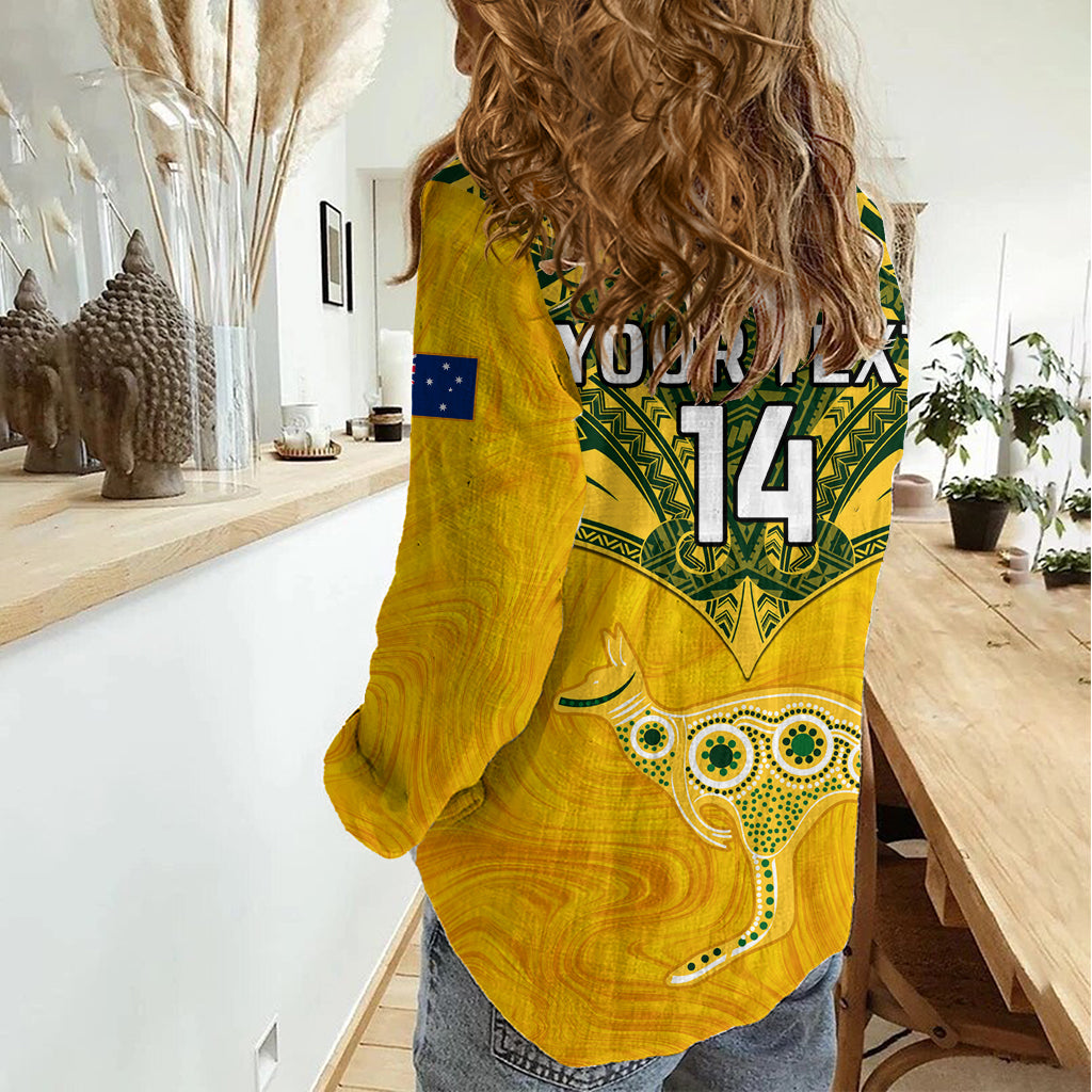 Custom Australia Matildas Women Casual Shirt Polynesian Mix Gold Marble - Vibe Hoodie Shop