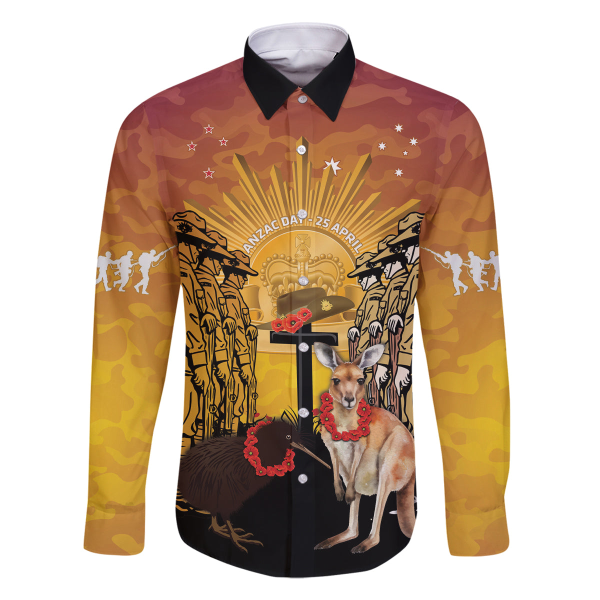 Australia And New Zealand ANZAC Family Matching Off The Shoulder Long Sleeve Dress and Hawaiian Shirt Aussie Kangaroo With Aotearoa Kiwi Lest We Forget