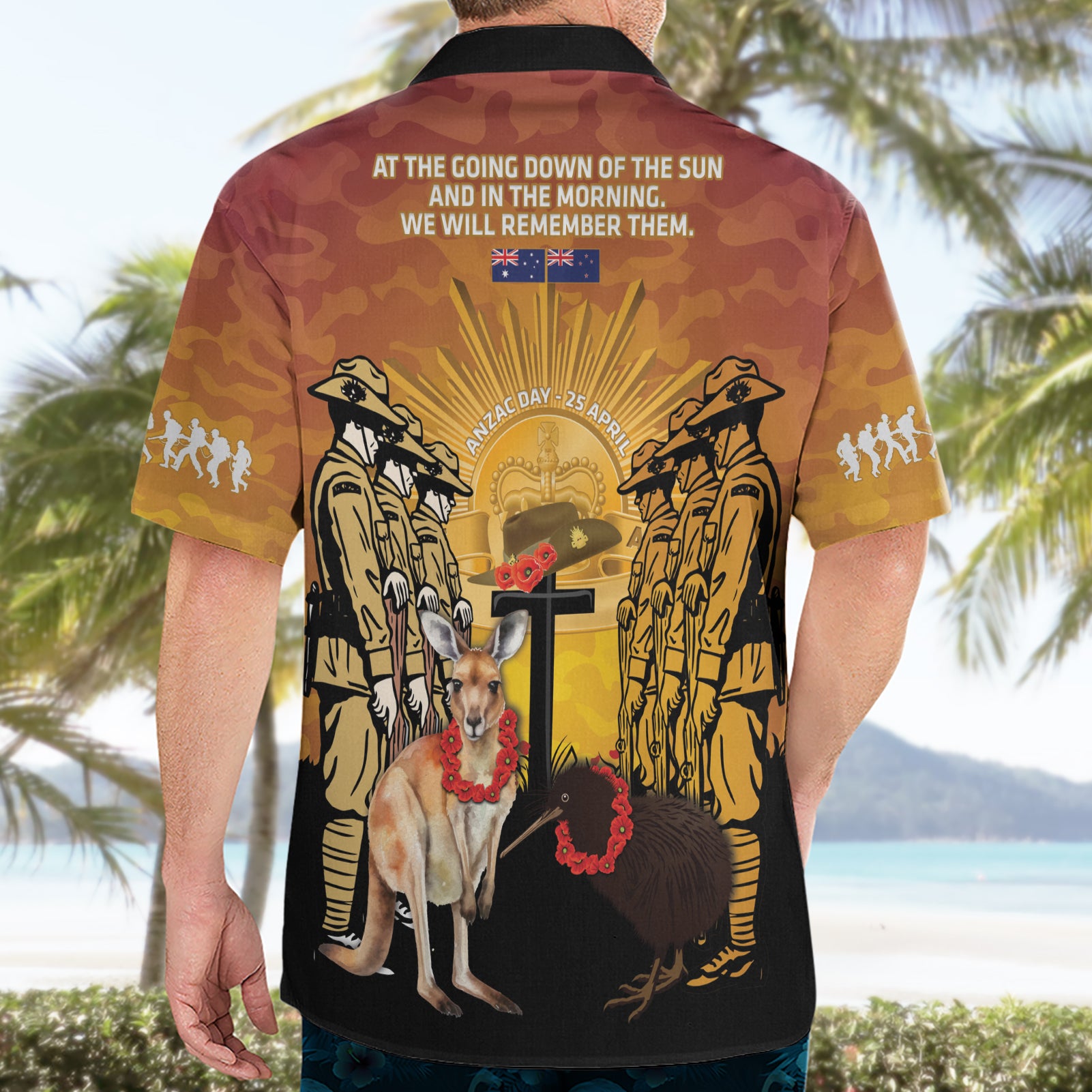 Australia And New Zealand ANZAC Hawaiian Shirt Aussie Kangaroo With Aotearoa Kiwi Lest We Forget - Vibe Hoodie Shop