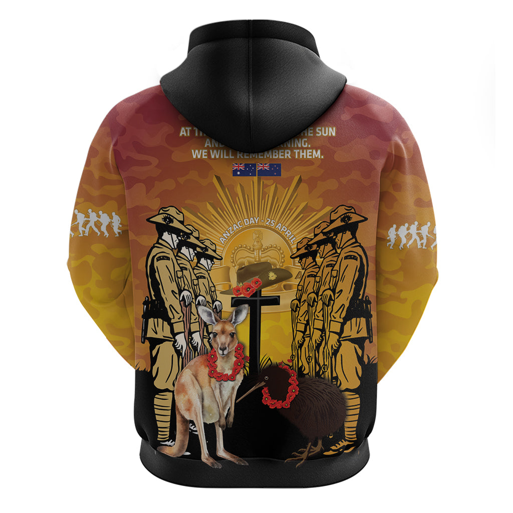 Australia And New Zealand ANZAC Hoodie Aussie Kangaroo With Aotearoa Kiwi Lest We Forget - Vibe Hoodie Shop