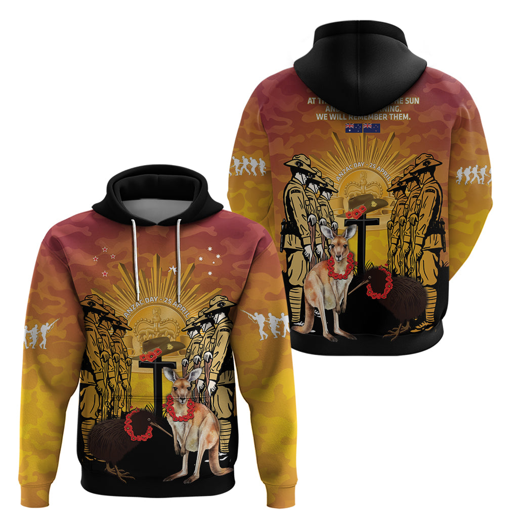Australia And New Zealand ANZAC Hoodie Aussie Kangaroo With Aotearoa Kiwi Lest We Forget - Vibe Hoodie Shop