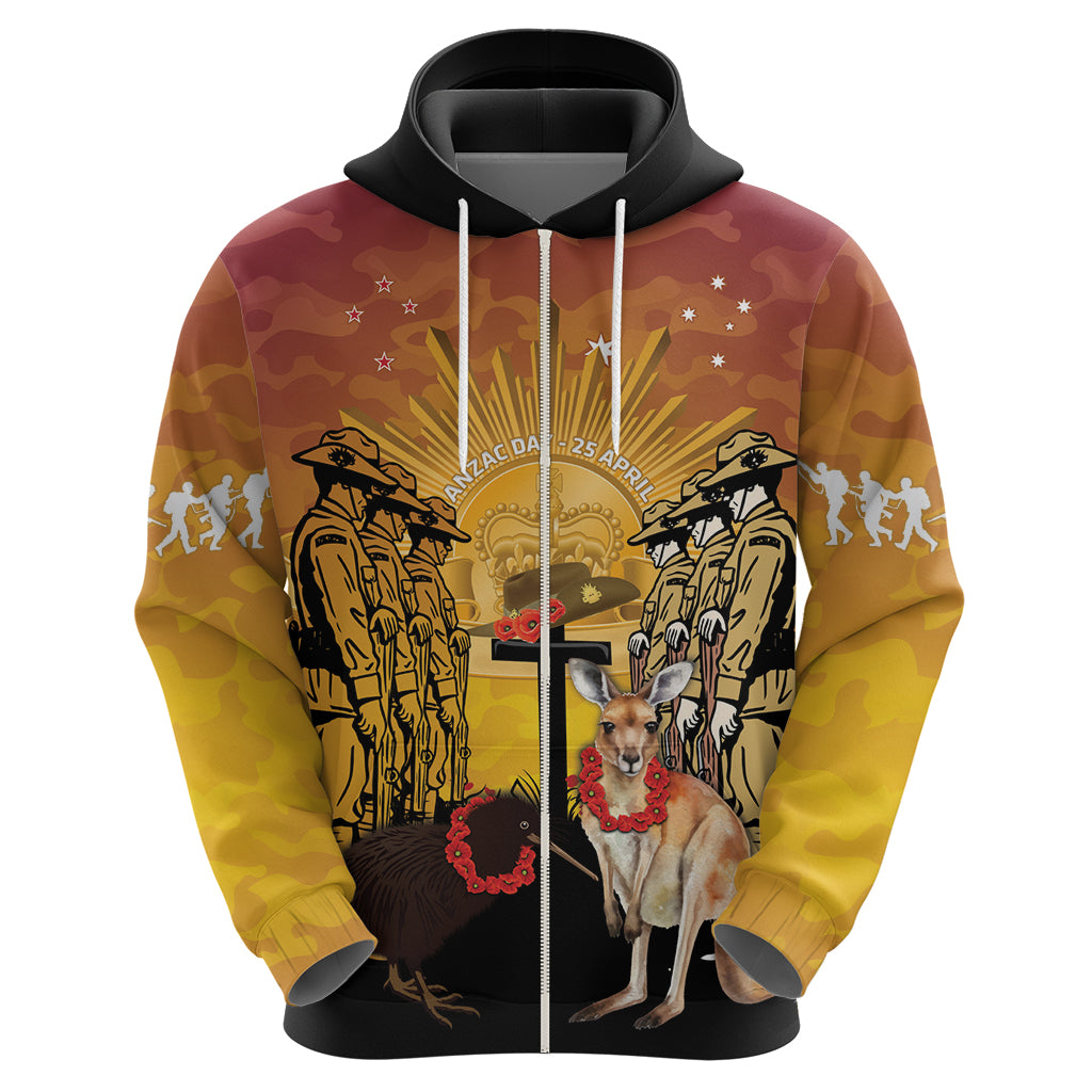 Australia And New Zealand ANZAC Hoodie Aussie Kangaroo With Aotearoa Kiwi Lest We Forget - Vibe Hoodie Shop