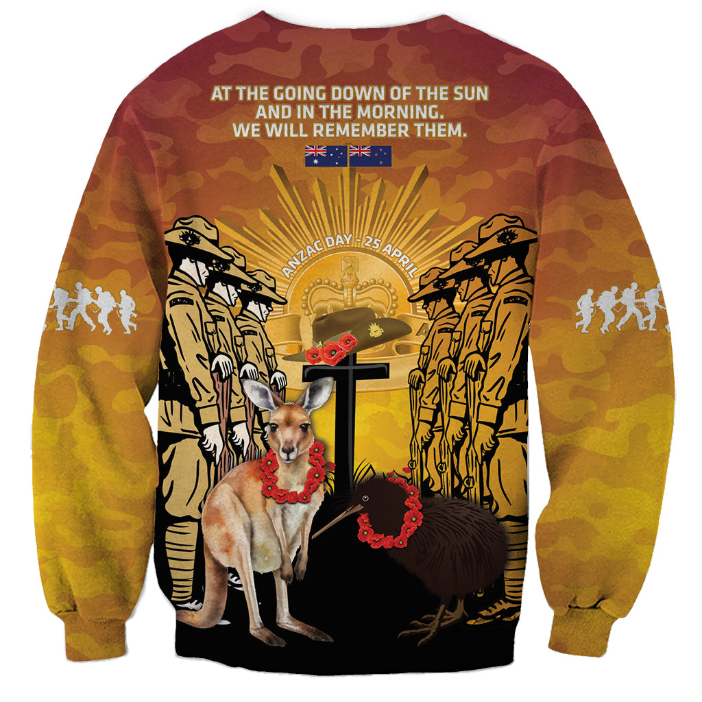 Australia And New Zealand ANZAC Sweatshirt Aussie Kangaroo With Aotearoa Kiwi Lest We Forget - Vibe Hoodie Shop