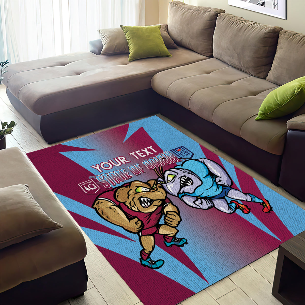 Custom NSW Blues And QLD Maroons Rugby Area Rug 2024 Cockroaches Cane toads Together - Vibe Hoodie Shop