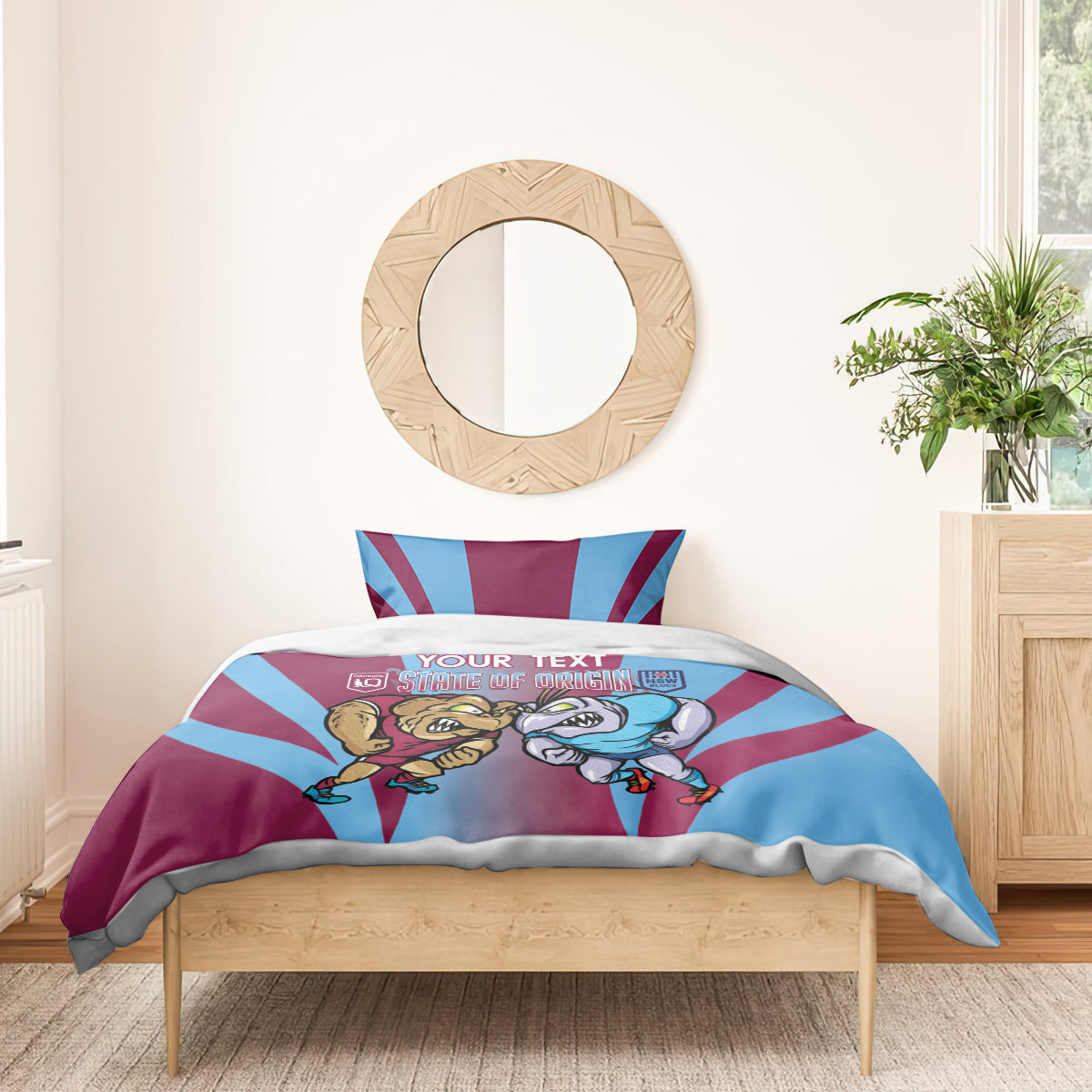 Custom NSW Blues And QLD Maroons Rugby Bedding Set 2024 Cockroaches Cane toads Together - Vibe Hoodie Shop