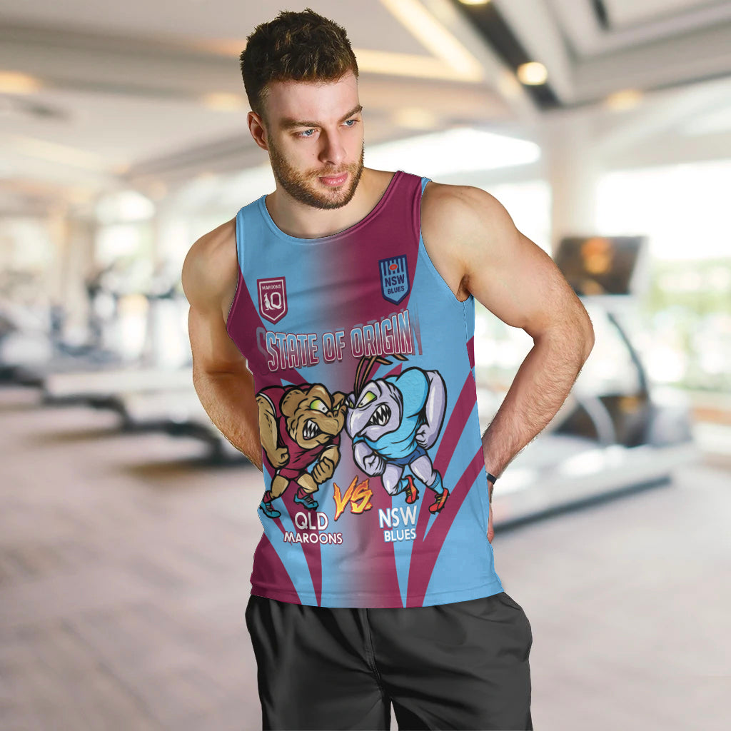 Custom NSW Blues And QLD Maroons Rugby Men Tank Top 2024 Cockroaches Cane toads Together - Vibe Hoodie Shop