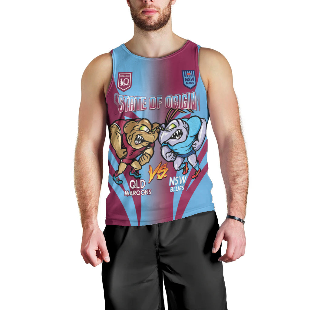 Custom NSW Blues And QLD Maroons Rugby Men Tank Top 2024 Cockroaches Cane toads Together - Vibe Hoodie Shop