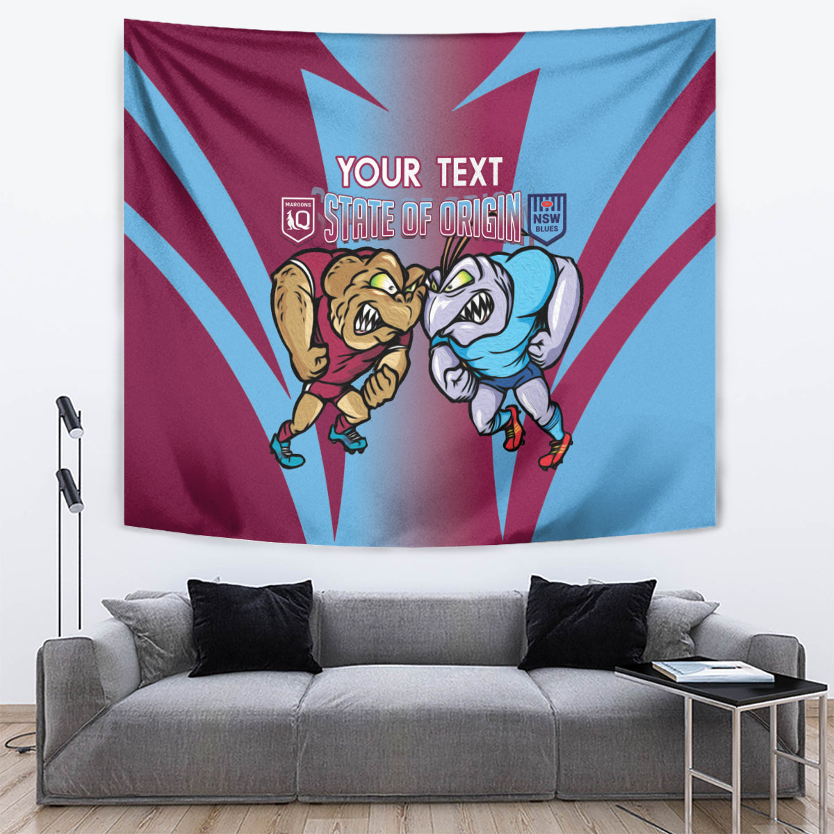 Custom NSW Blues And QLD Maroons Rugby Tapestry 2024 Cockroaches Cane toads Together - Vibe Hoodie Shop