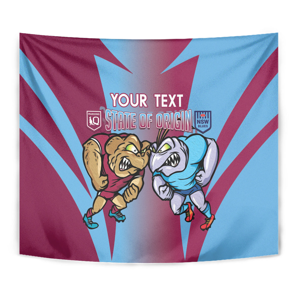 Custom NSW Blues And QLD Maroons Rugby Tapestry 2024 Cockroaches Cane toads Together - Vibe Hoodie Shop