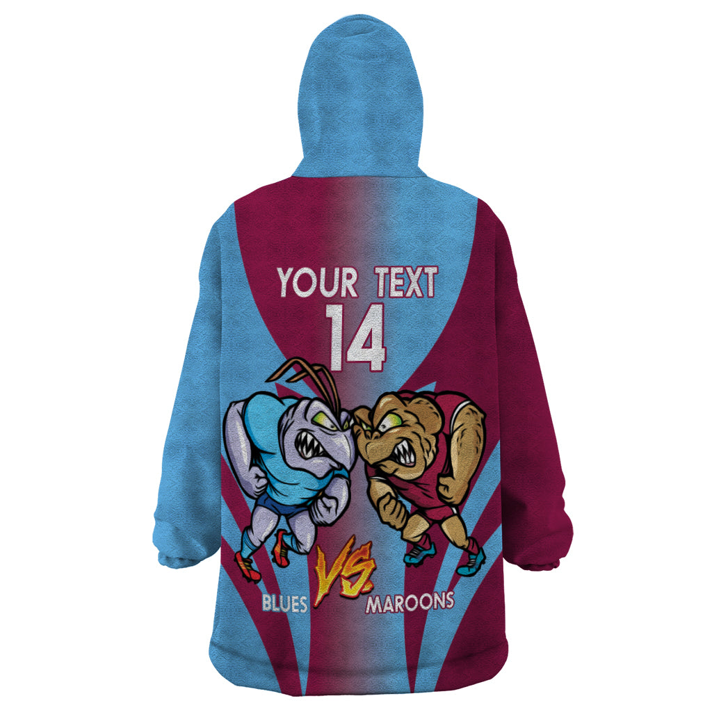 Custom NSW Blues And QLD Maroons Rugby Wearable Blanket Hoodie 2024 Cockroaches Cane toads Together - Vibe Hoodie Shop