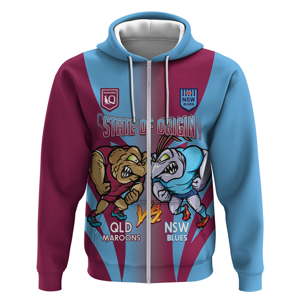 Custom NSW Blues And QLD Maroons Rugby Hoodie 2024 Cockroaches Cane toads Together - Vibe Hoodie Shop