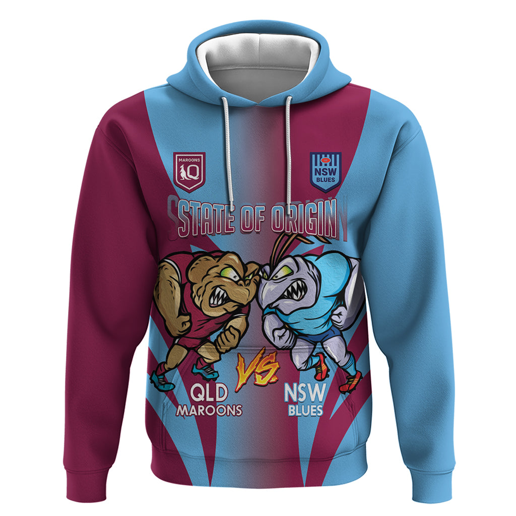 Custom NSW Blues And QLD Maroons Rugby Hoodie 2024 Cockroaches Cane toads Together - Vibe Hoodie Shop