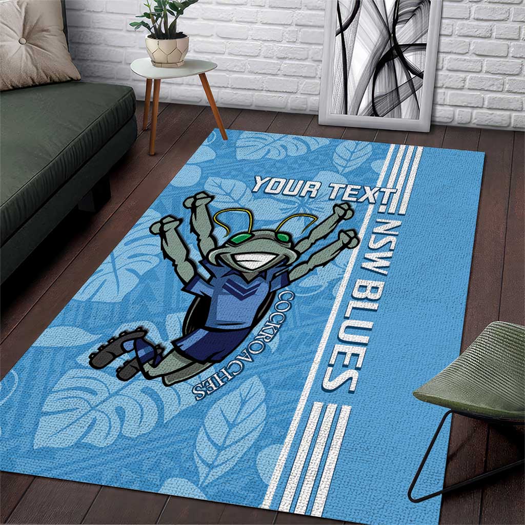 Custom NSW Blues Rugby Area Rug Cockroaches Polynesian Pattern Tropical Vibes - Vibe Hoodie Shop