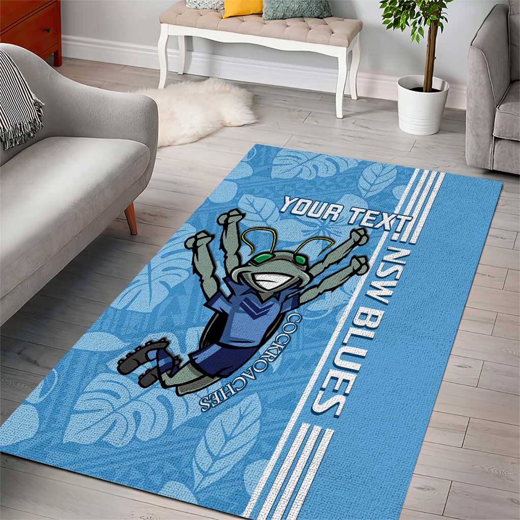 Custom NSW Blues Rugby Area Rug Cockroaches Polynesian Pattern Tropical Vibes - Vibe Hoodie Shop