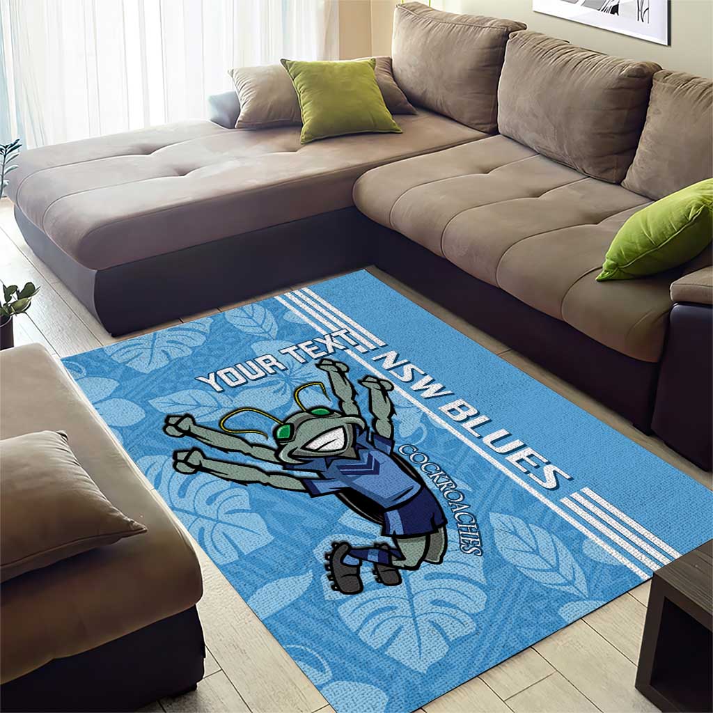 Custom NSW Blues Rugby Area Rug Cockroaches Polynesian Pattern Tropical Vibes - Vibe Hoodie Shop