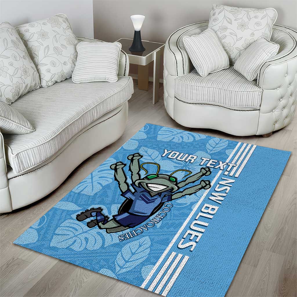 Custom NSW Blues Rugby Area Rug Cockroaches Polynesian Pattern Tropical Vibes - Vibe Hoodie Shop