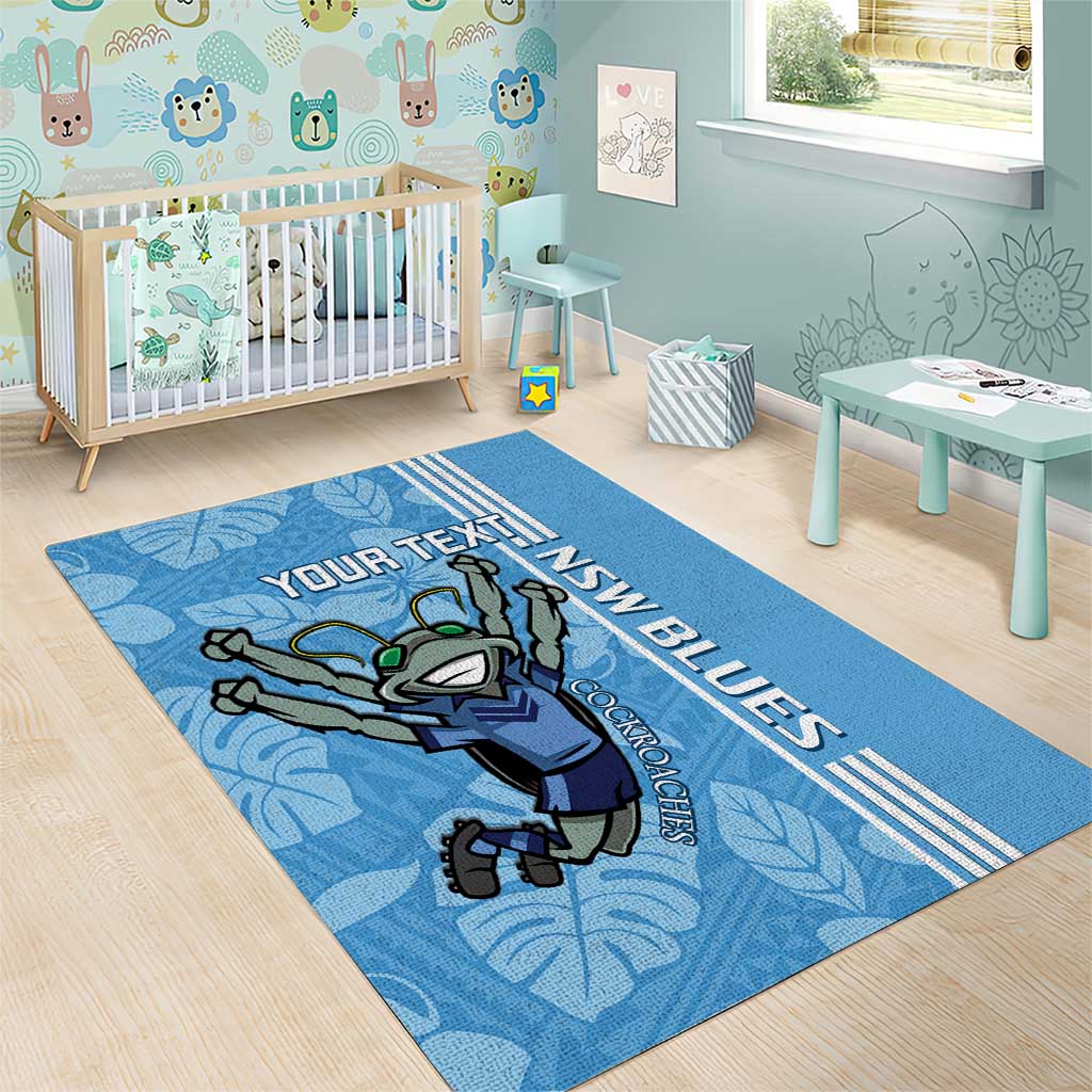 Custom NSW Blues Rugby Area Rug Cockroaches Polynesian Pattern Tropical Vibes - Vibe Hoodie Shop