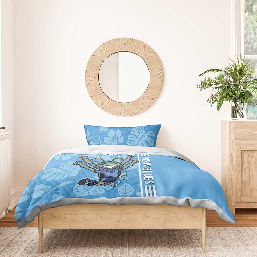 Custom NSW Blues Rugby Bedding Set Cockroaches Polynesian Pattern Tropical Vibes - Vibe Hoodie Shop