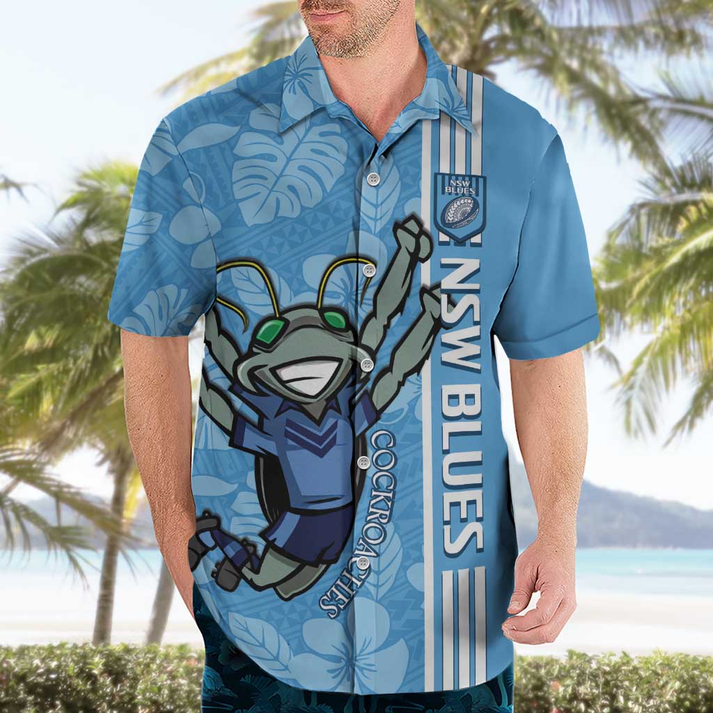 Custom NSW Blues Rugby Hawaiian Shirt Cockroaches Polynesian Pattern Tropical Vibes - Vibe Hoodie Shop